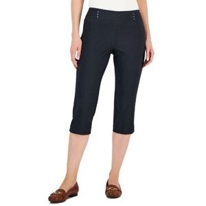 JM Collection Gray Denim Straight Leg Cropped Capri Pants Medium